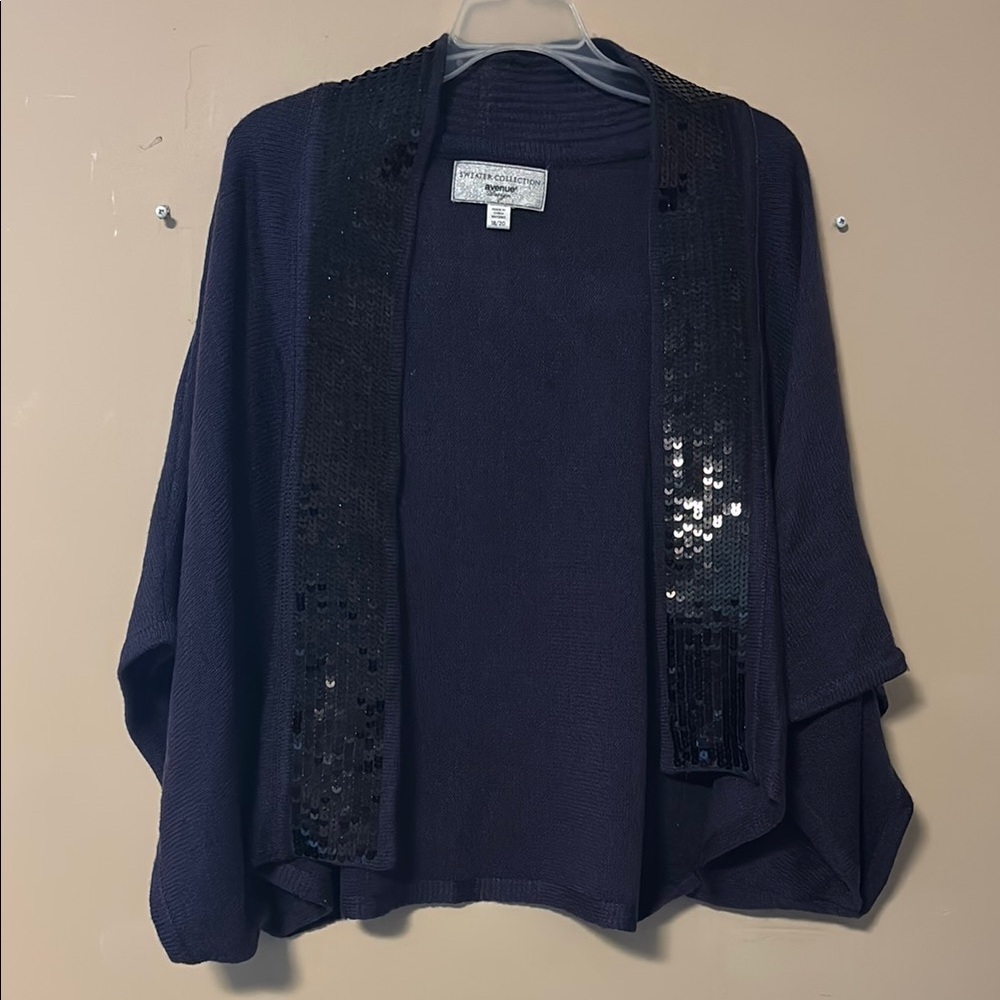 Avenue Degine Purple Cardigan Sweater with Sequin Embellishments